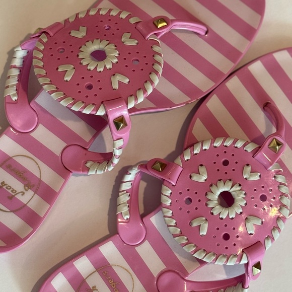 Jack Rogers Georgica Jelly Pink and White Striped Sandals, Size 8 - Picture 1 of 3